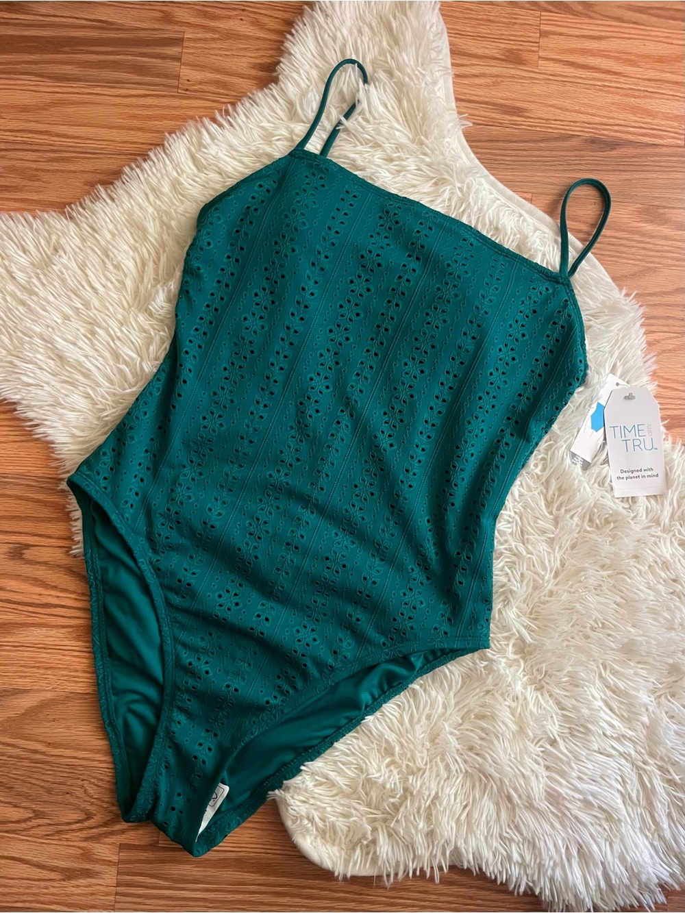 NWT Time and Tru Eyelet High Leg One Piece Large